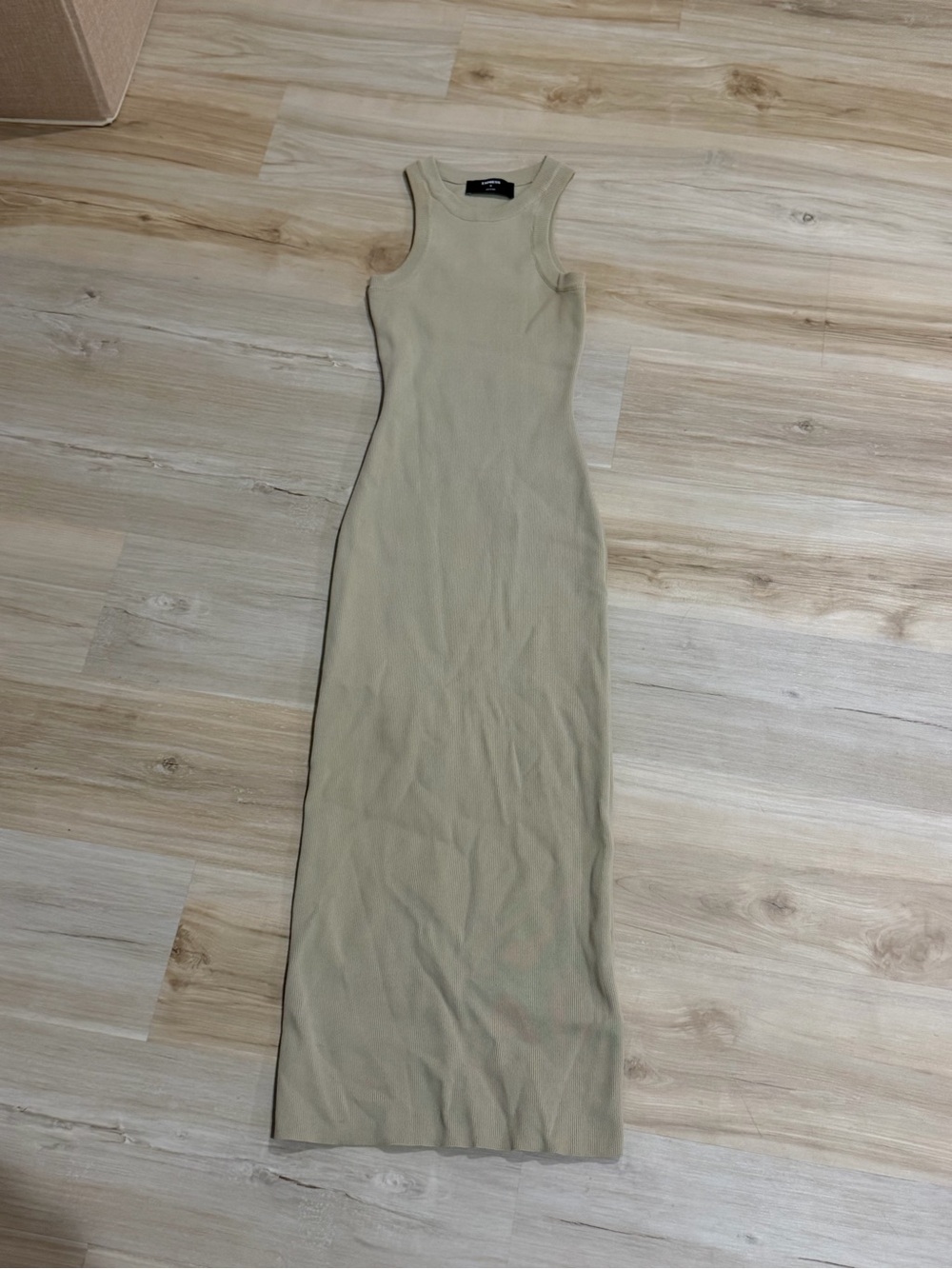 Express Beige Sleeveless Ribbed Maxi Dress